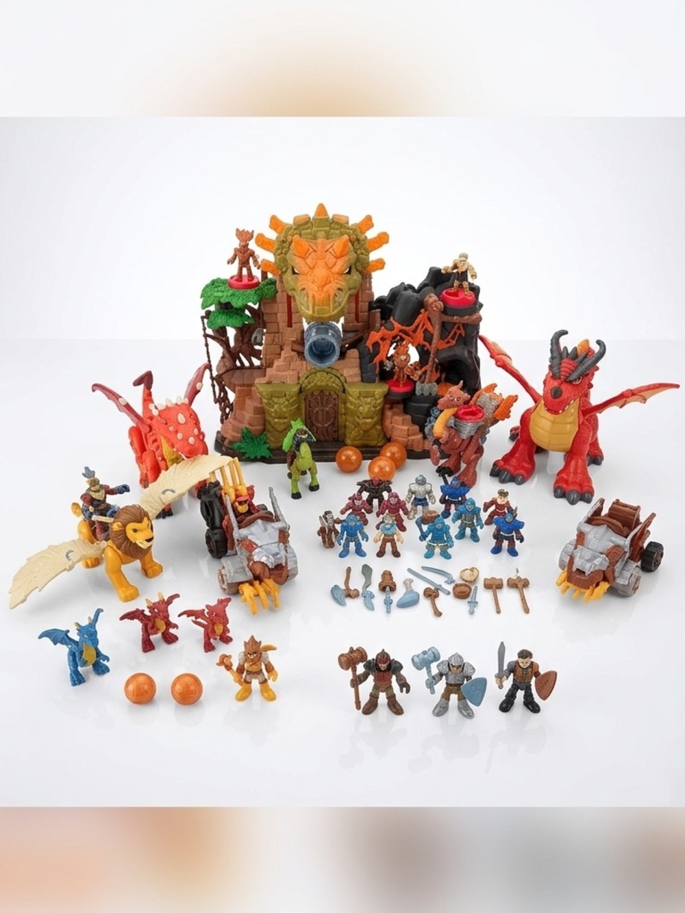 Large Fisher-Price Imaginext Dragon Castle Playset & Warriors & Dragons Figures